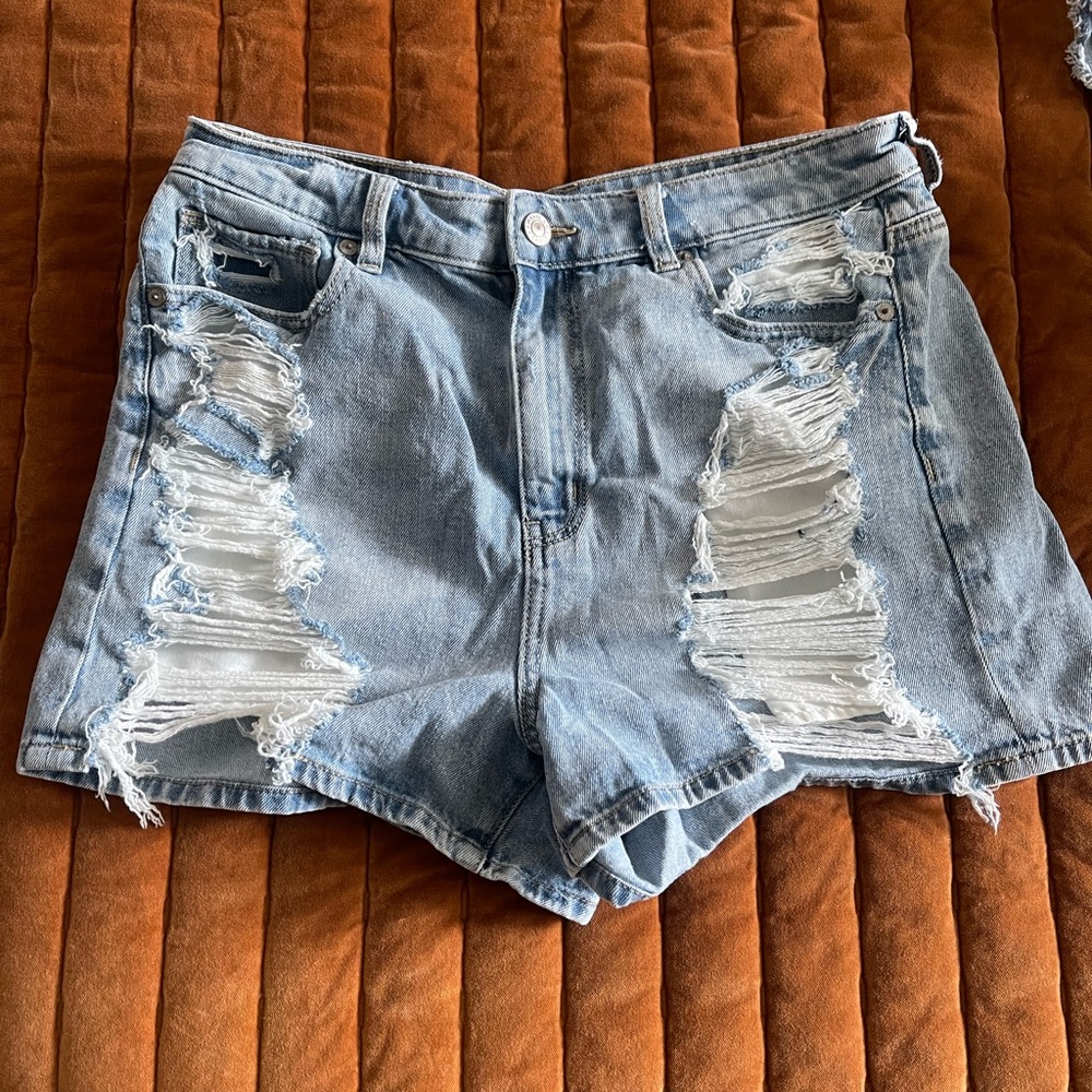 AE Denim Distressed Mom Shorts